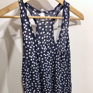 Navy and White Polka Dot Scoop Neck Tank Top